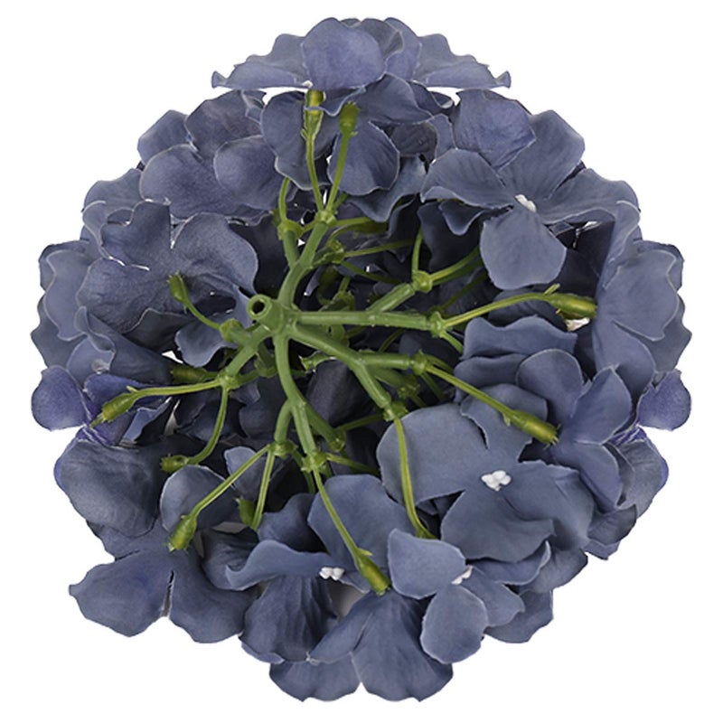Flojery Silk Hydrangea Heads Artificial Flowers Heads with Stems for Home Wedding Decor Pack of 10 (Dusty Blue) - Image 3